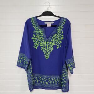 Gretchen Scott Designs Blue and Green Tunic fits more like a large